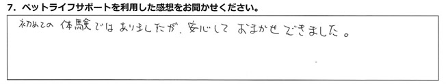 初めての体験ではありましたが、安心しておまかせできました。